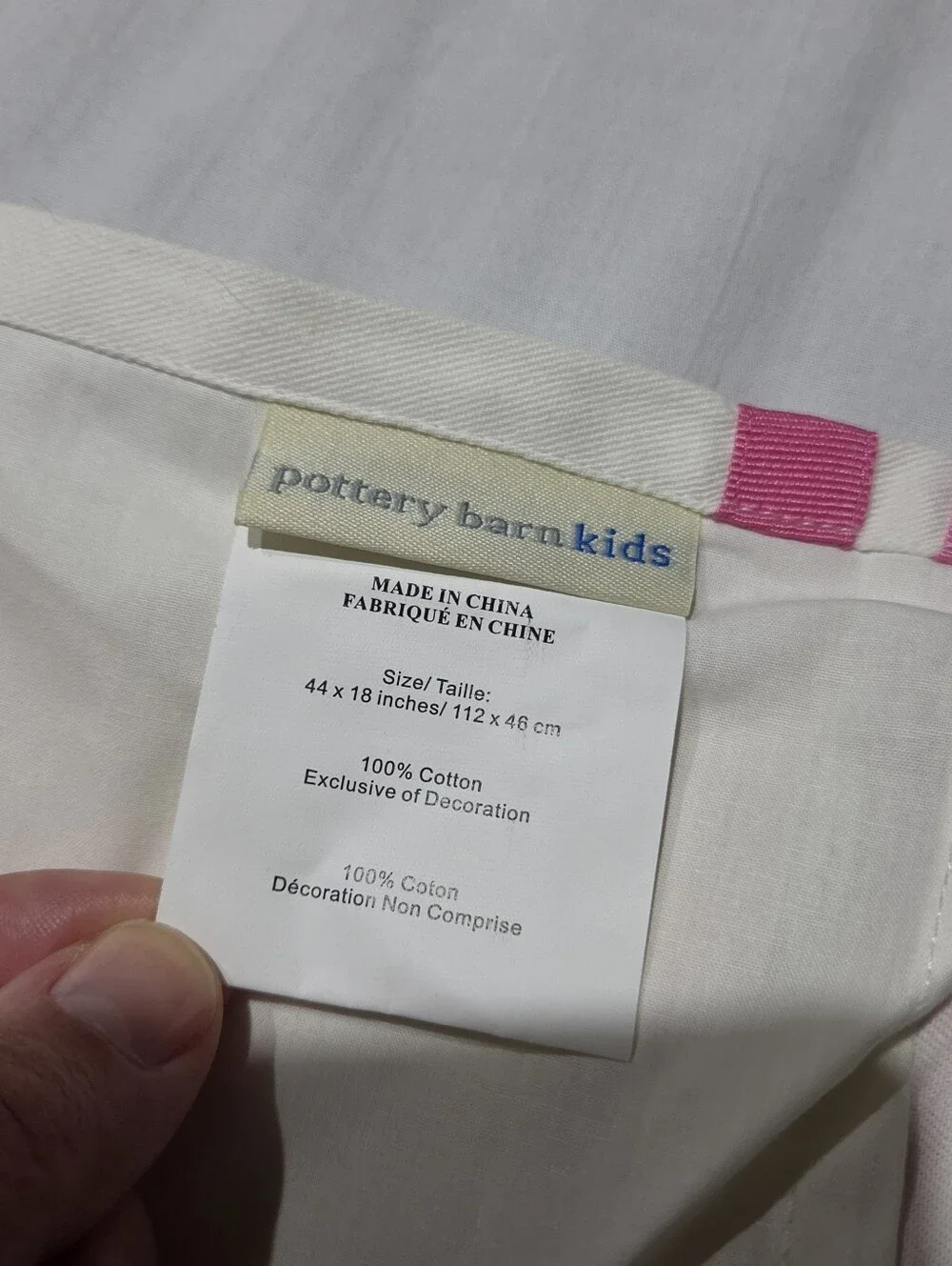 Pottery Barn Kids Harper White Pink Trim Valances Set of 2